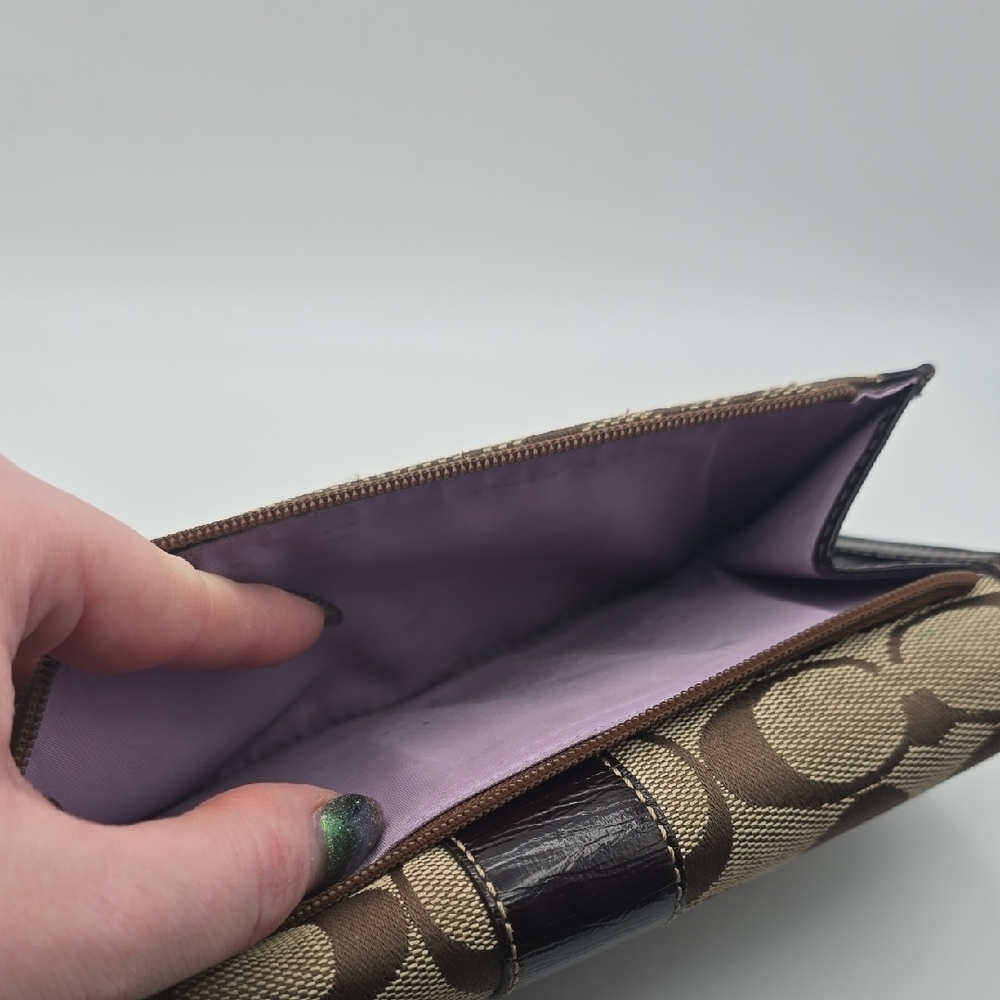 Coach Brown Signature Mono Canvas Continental Wallet W/ Checkbook Holder (EUC)✨️ - Picture 11 of 12